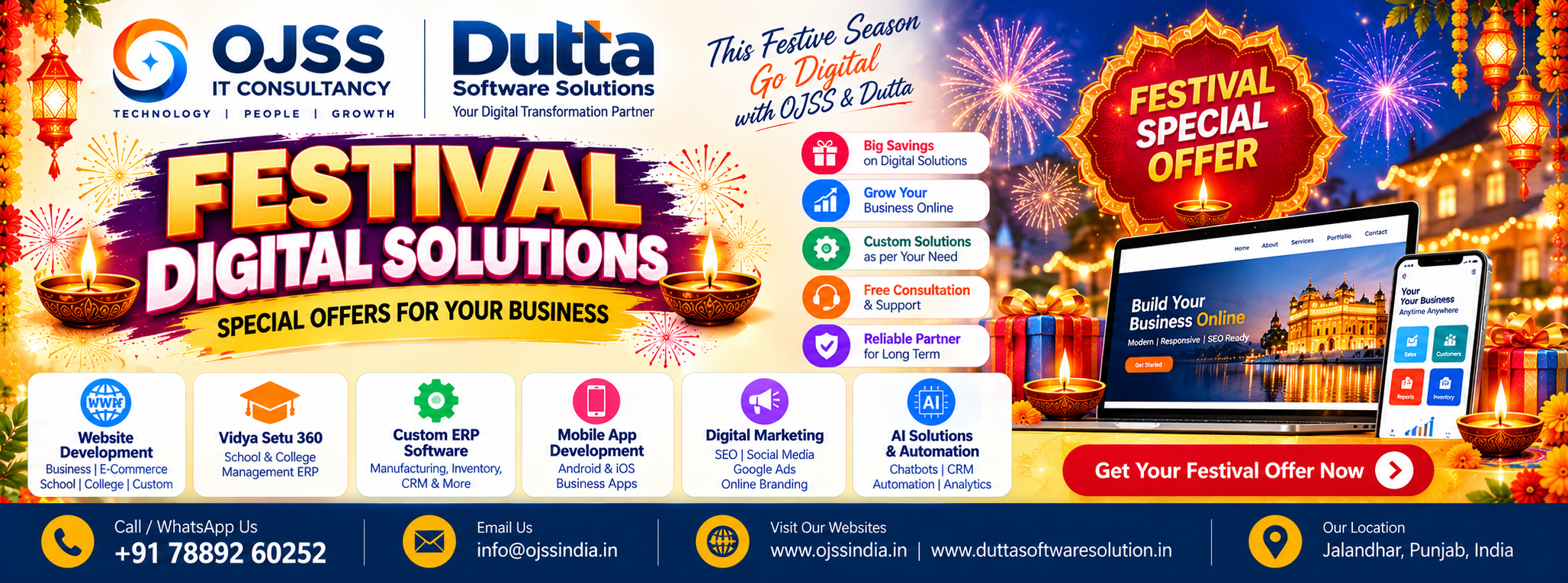 OJSS IT Consultancy and Dutta Software Solutions festive digital solutions offers