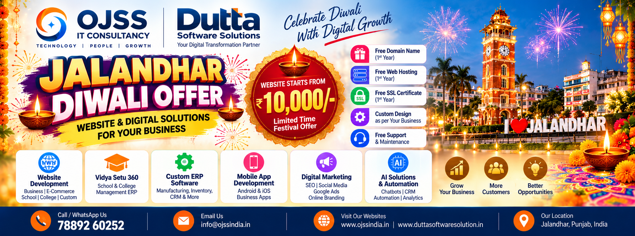 Professional website design Diwali offer for Jalandhar businesses